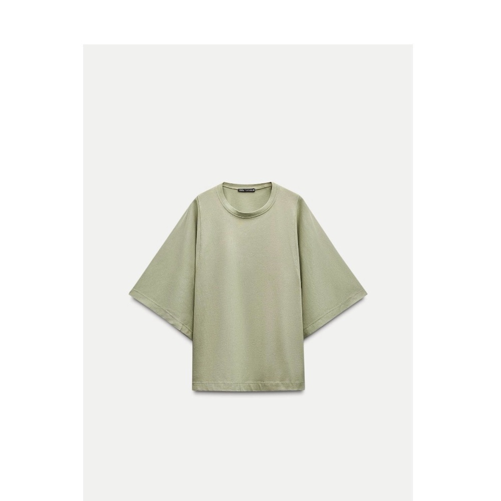 ZARA Kimono sleeves Green Oversized T-Shirt